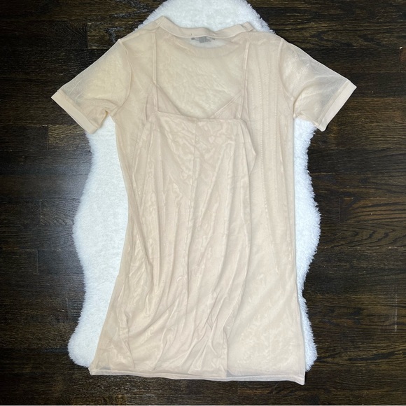 Forever 21 Tan Multilayer Mesh Shirt and Slip Dress Small - Picture 6 of 10